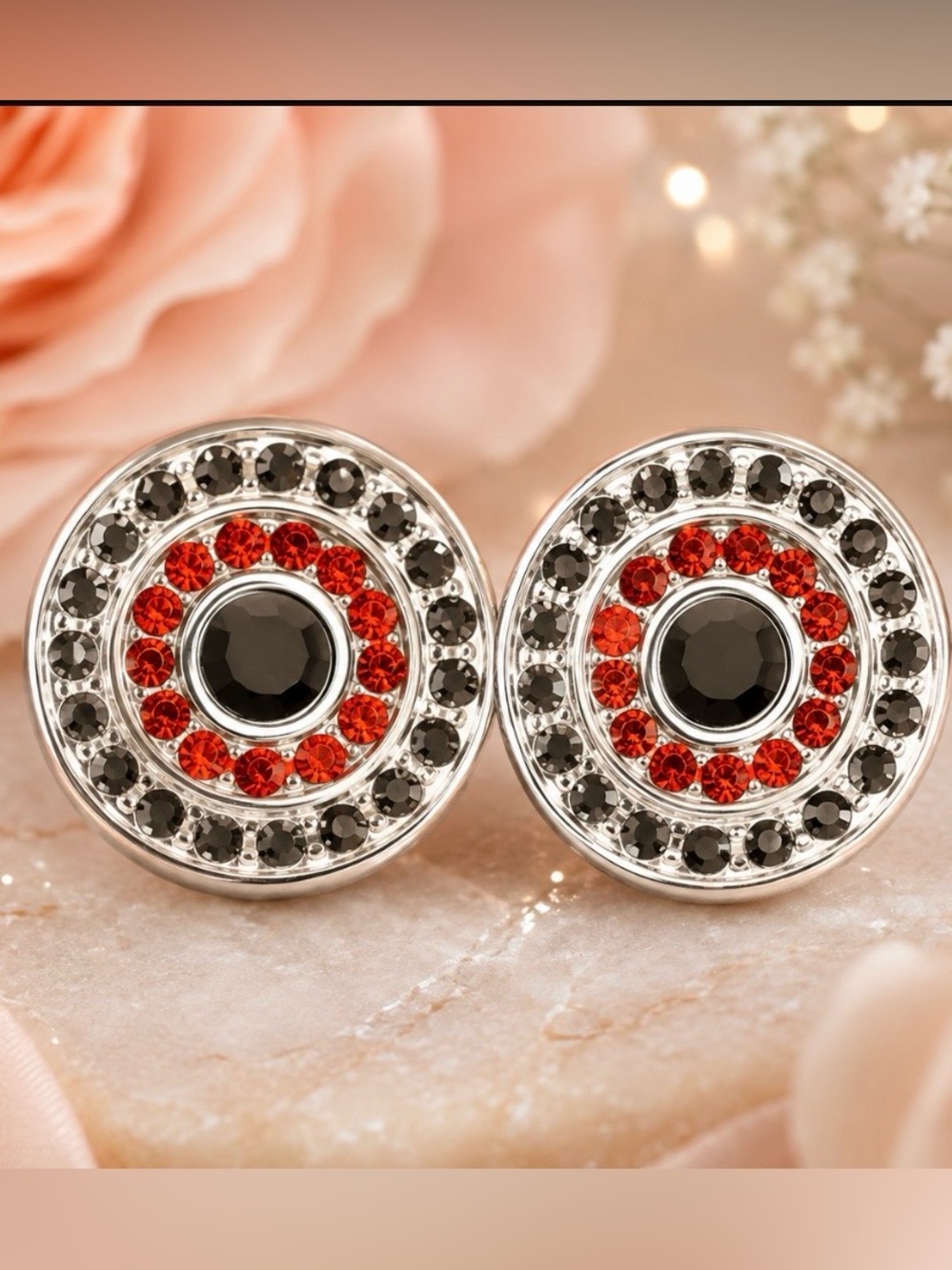 Round Silver-Tone Original Dots with Orange Crystal Ring